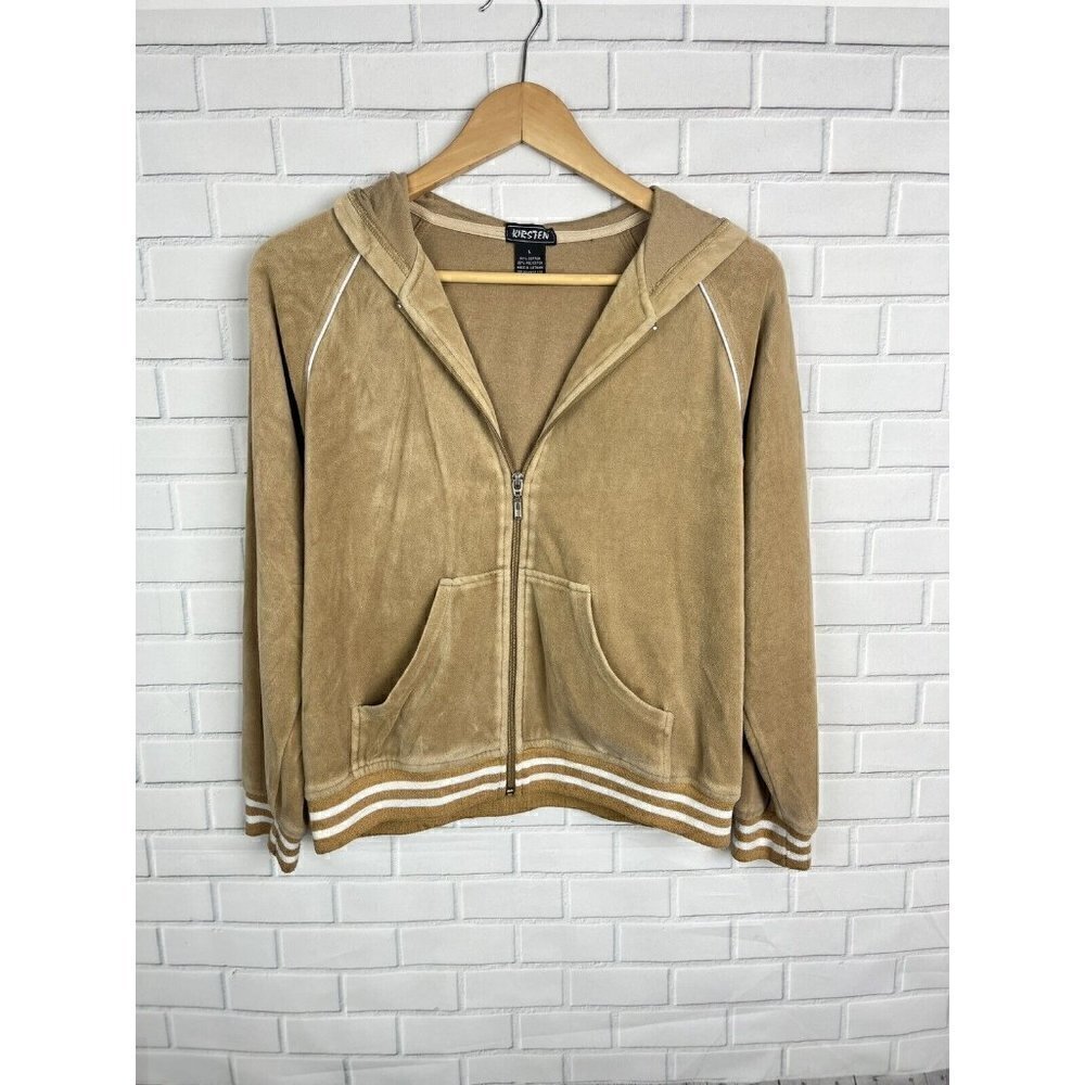 Kirsten‎ Brown Velour Warm Up Jacket Womens Large